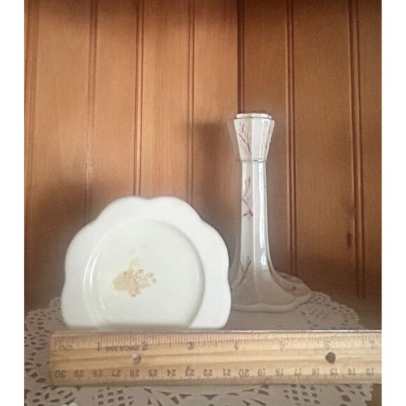 Vintage Belleek Pottery Ireland 7th Mark Thorn Floral Candlestick Holders Pair - Picture 3 of 7